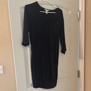 H&M Black Sheath Dress V-Neck 3/4 Sleeve